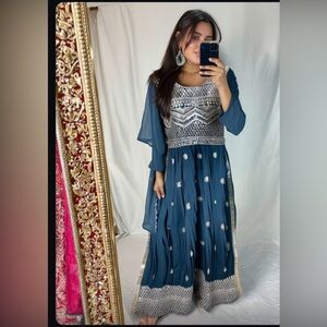 Sale 🌹3 pic Suit/salwar Georgette Side slit long Sequin M or 38